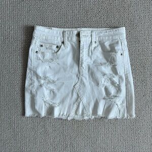 American Eagle White Distressed Jean Skirt